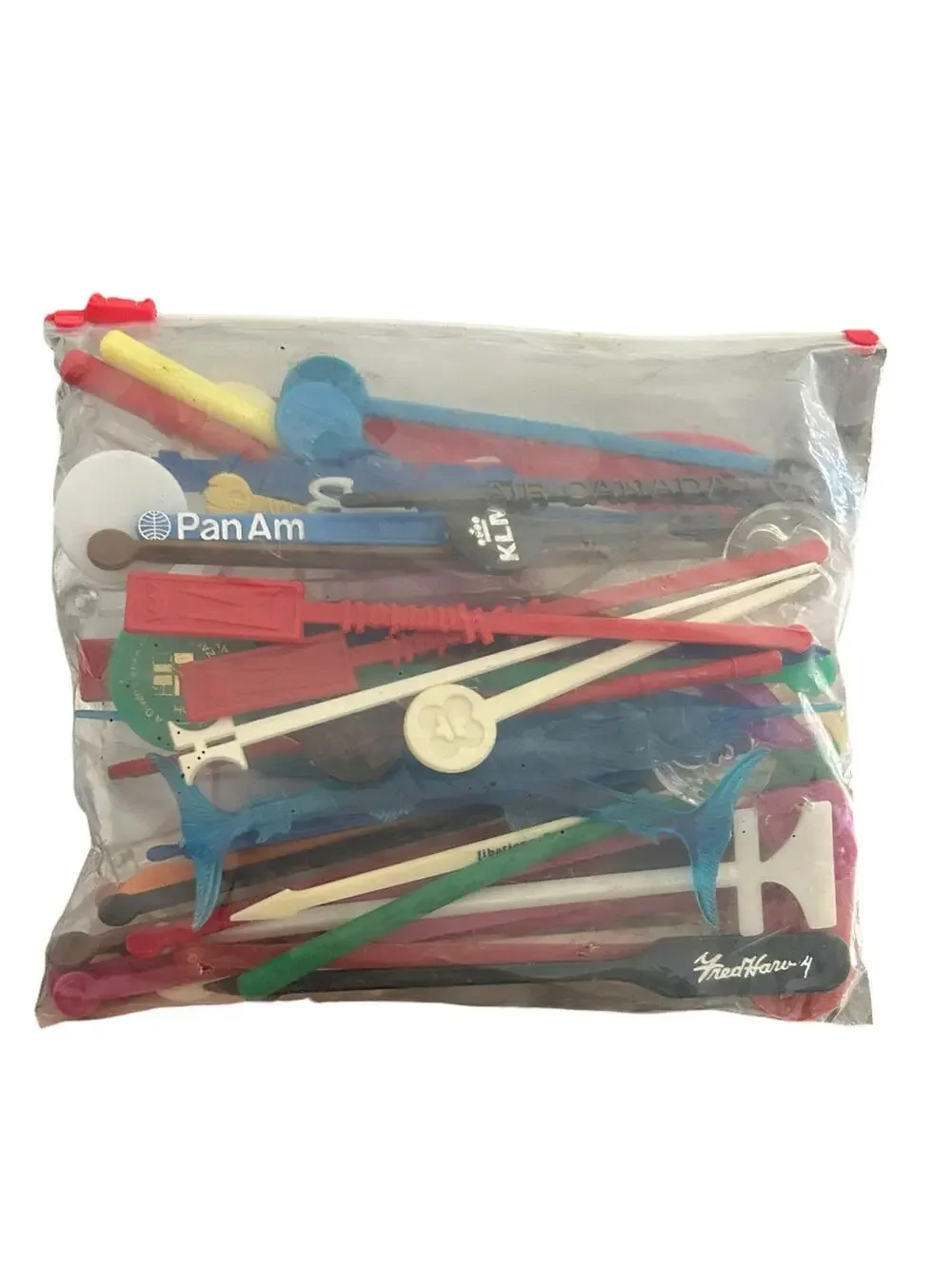 Vintage Lot of 62 Swizzle Sticks Drink Stirrers - Pan Am TWA Hotels Bars Airline
